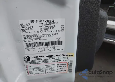 2013 Ford F-150 Xlt z USA, uszkodzony, nr VIN 1FTFW1CT2DFD53640